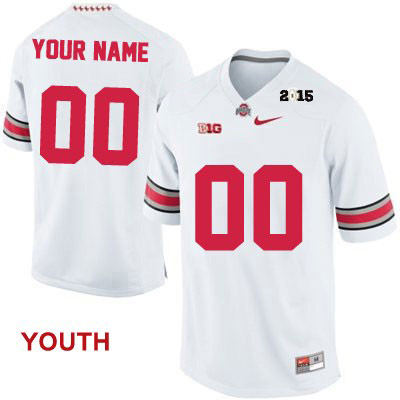 Ohio State Buckeyes Youth Custom #00 White Authentic Nike 2015 Patch College NCAA Stitched Football Jersey QF19F84ZT